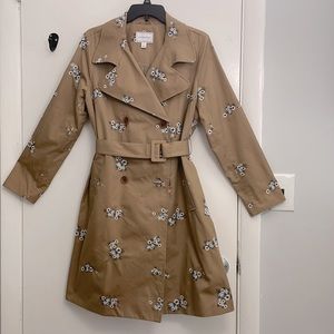 Charter Oak Embroidered Floral Trench Coat